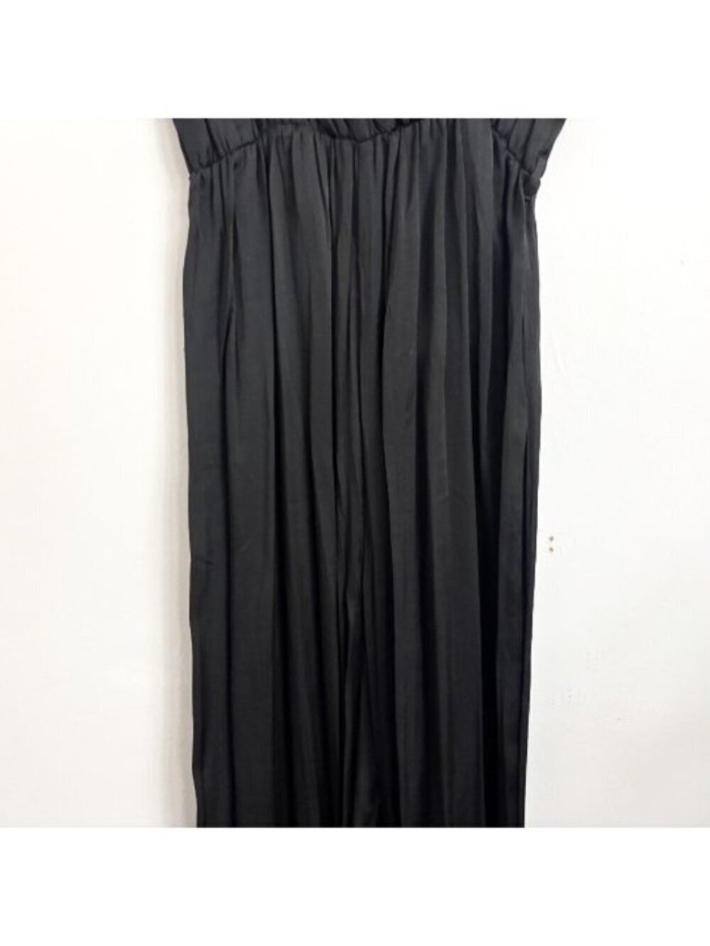 NWT Zara Black Satin Effect Floor Length Black Sleeveless Jumpsuit - Sz XS - Picture 2 of 12